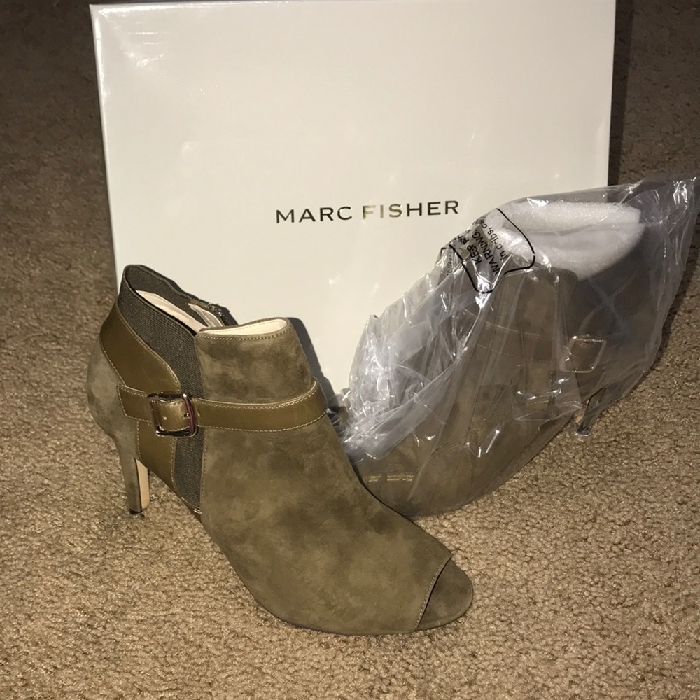 Marc Fisher Leather and Suede Peep Ankle Bootie